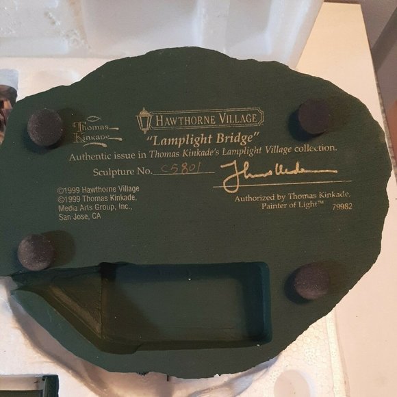 AS IS Vtg Hawthorne Village Thomas Kinkade's Lamplight Bridge Only Numbered - Picture 2 of 10